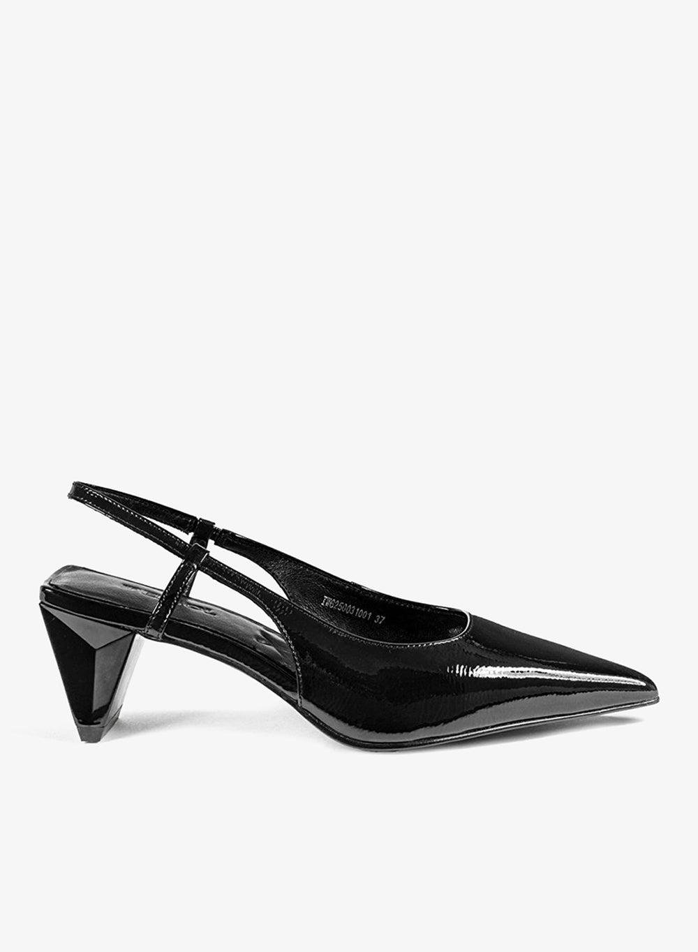Leather Pointed-Toe Pumps with Geometric Heels - Image 1