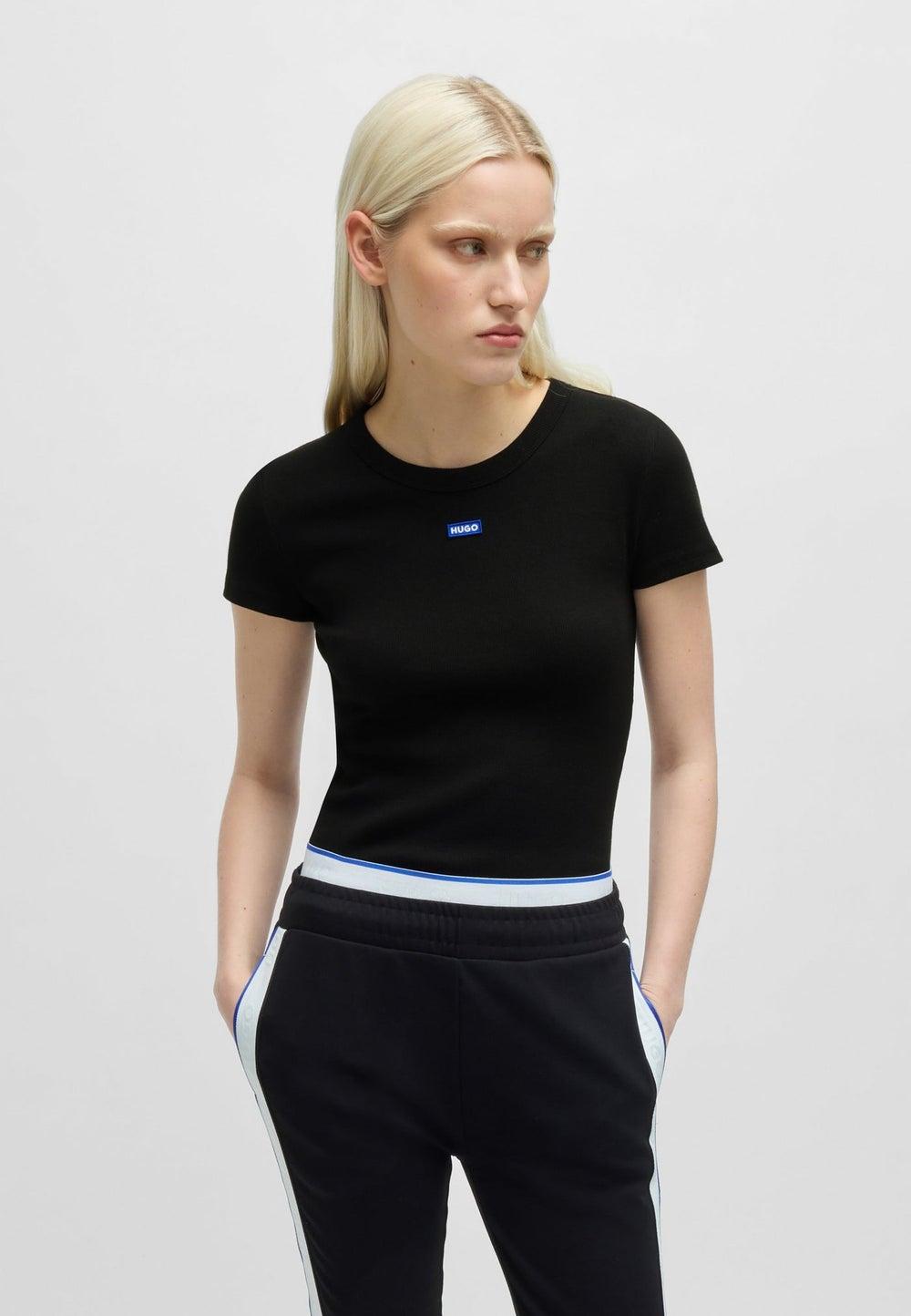 Slim-Fit Ribbed Cotton T-Shirt with Logo Badge - Image 1
