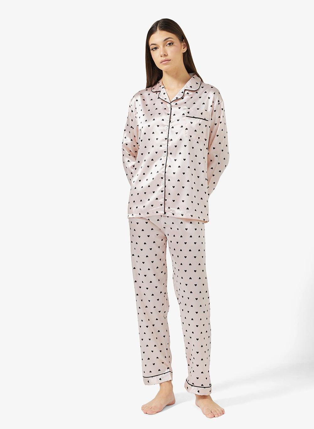 Polka Heart Print Long Pyjama Set - Image 1