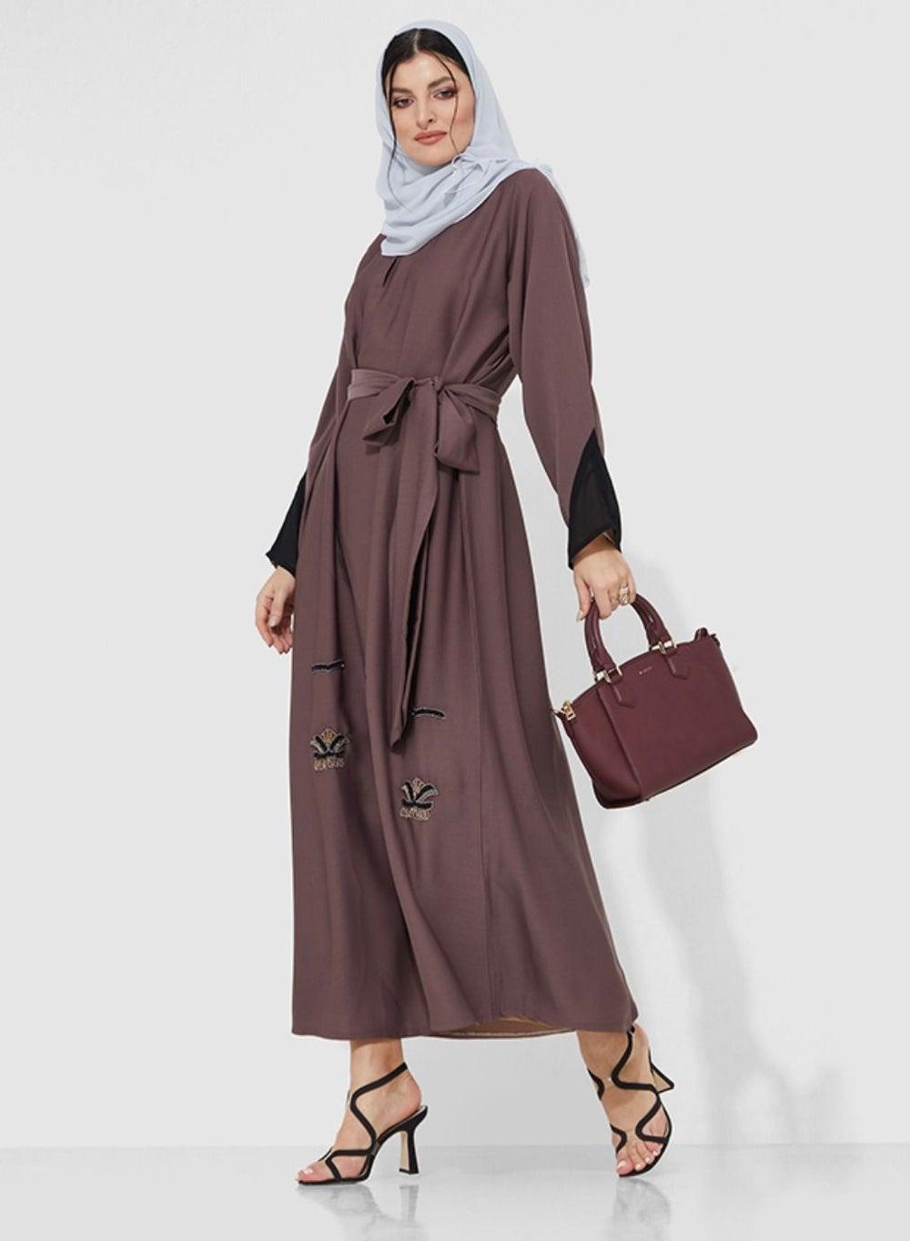 Embroidered Stylish Abaya with Elegant Embellishment - Image 1
