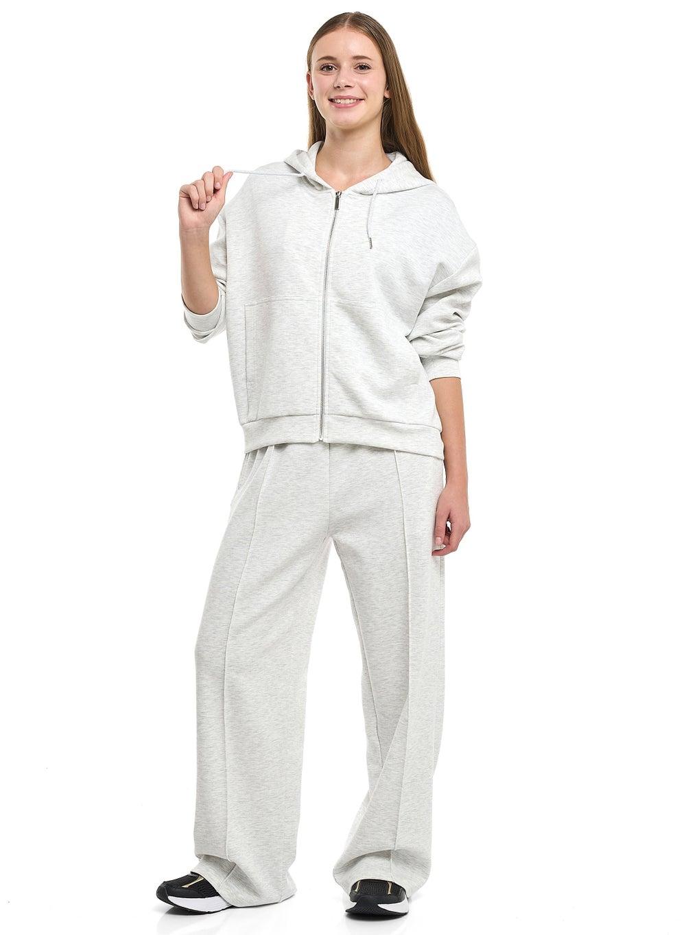 Zip-Front Hoodie & Wide-Leg Trousers 2 Piece Set - Image 1