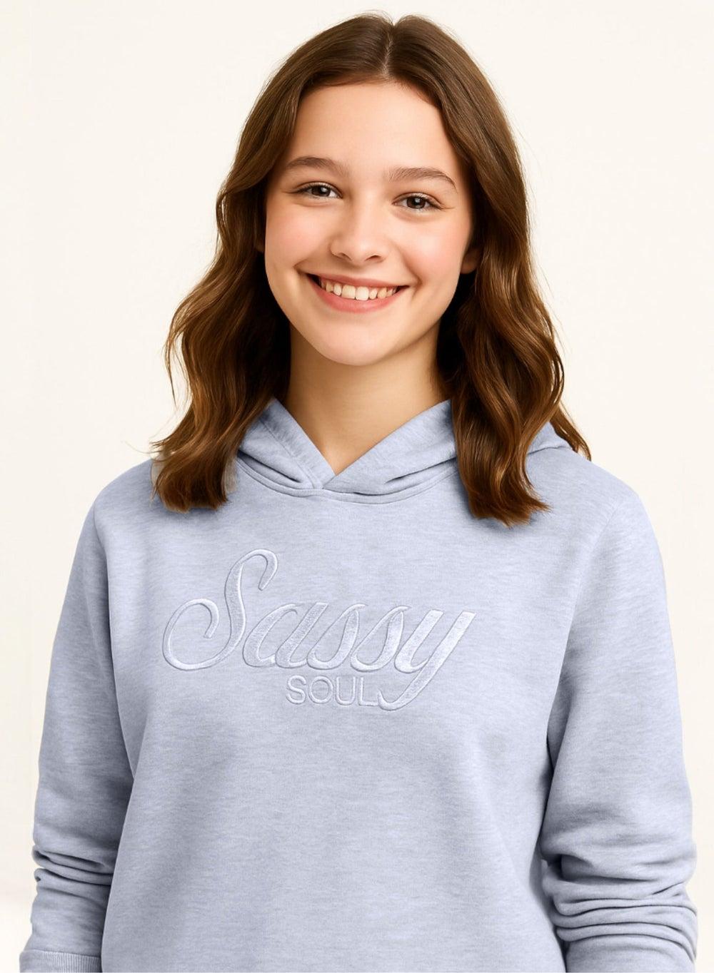 Sassy Soul Heather Grey Ladies' Graphic Cotton Hoodie - Image 1