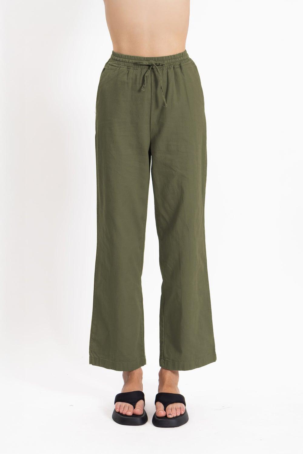 Comfort Straight Cotton Trousers with Elastic Waistband - Image 1