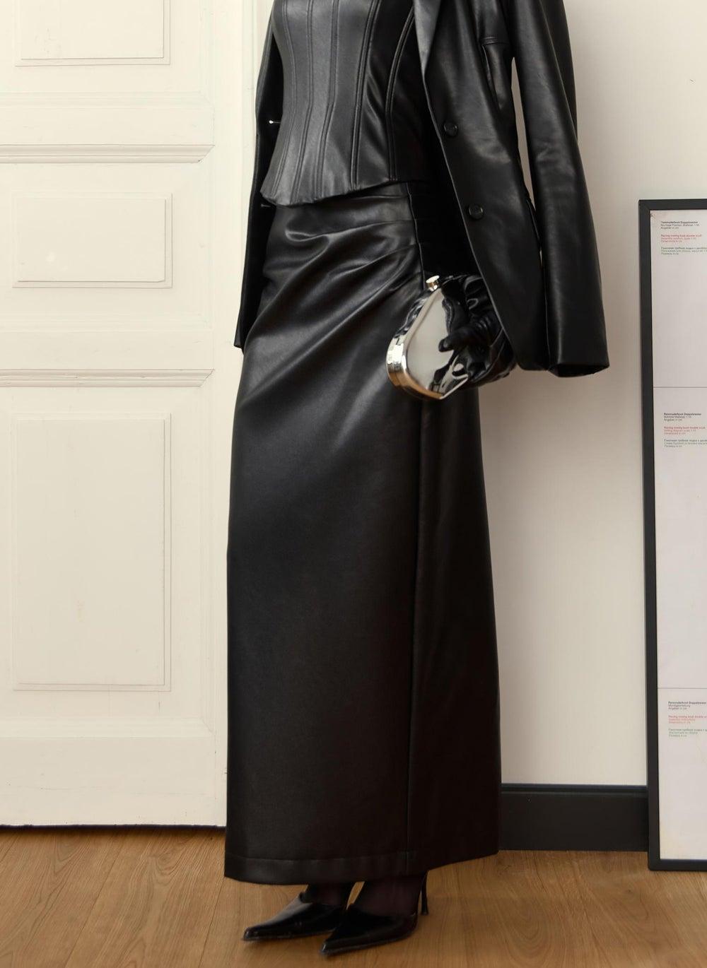 Straight Matte Eco-Leather Maxi Skirt - Image 1