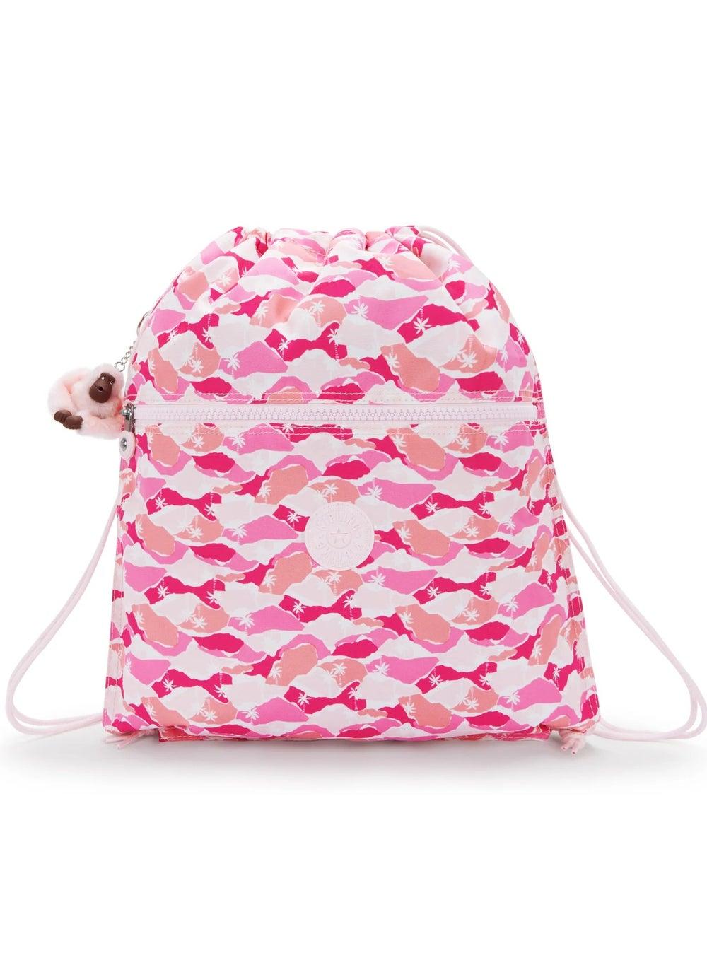 Supertaboo Medium Pink Palm Drawstring Backpack - Image 1