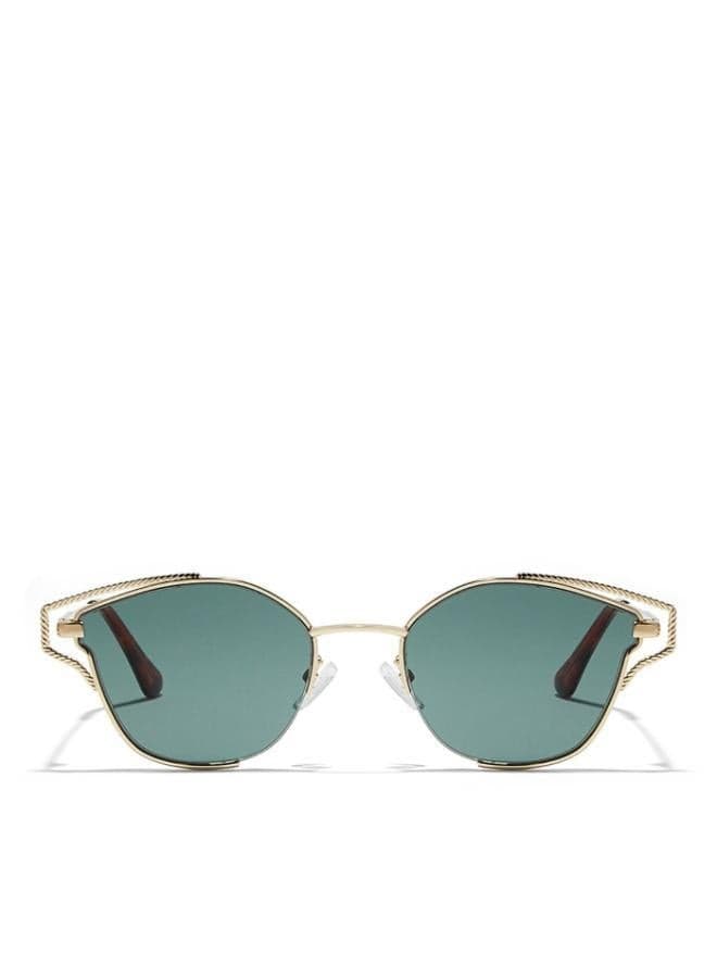 HYPATIA Women’s Gold Metal Sunglasses with Green Lenses - Image 1