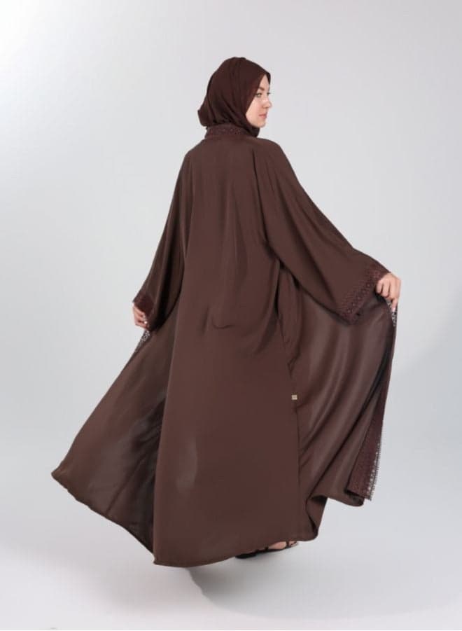 Ziya Abaya with Lace Cutwork Detail - Image 1