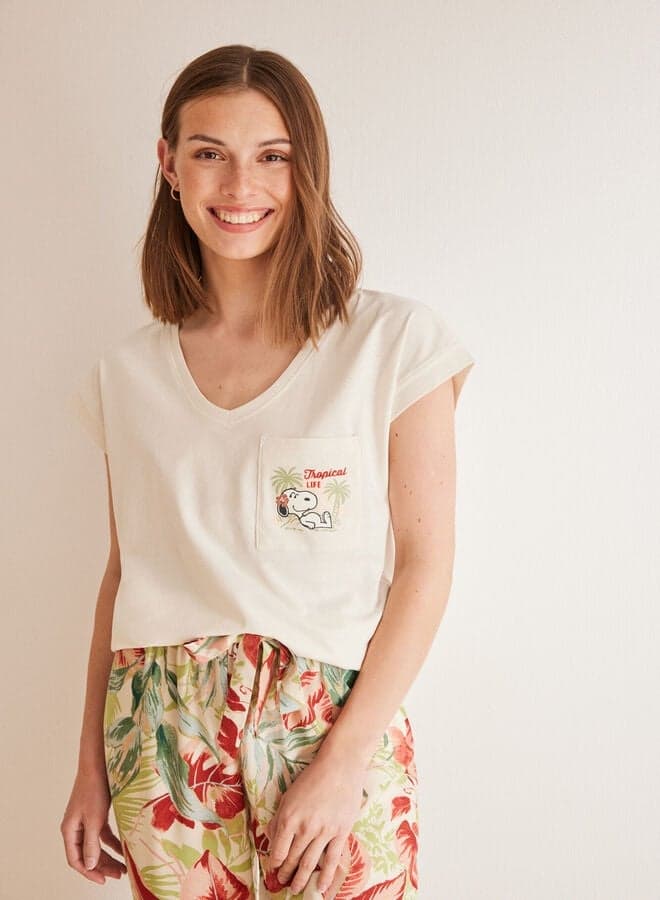 Cotton Snoopy Short-Sleeved T-Shirt for Women - Image 1