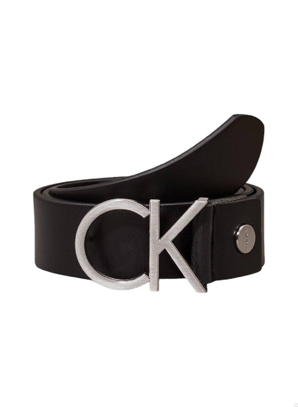 Leather Logo Belt with Signature CK Monogram Buckle - Image 1