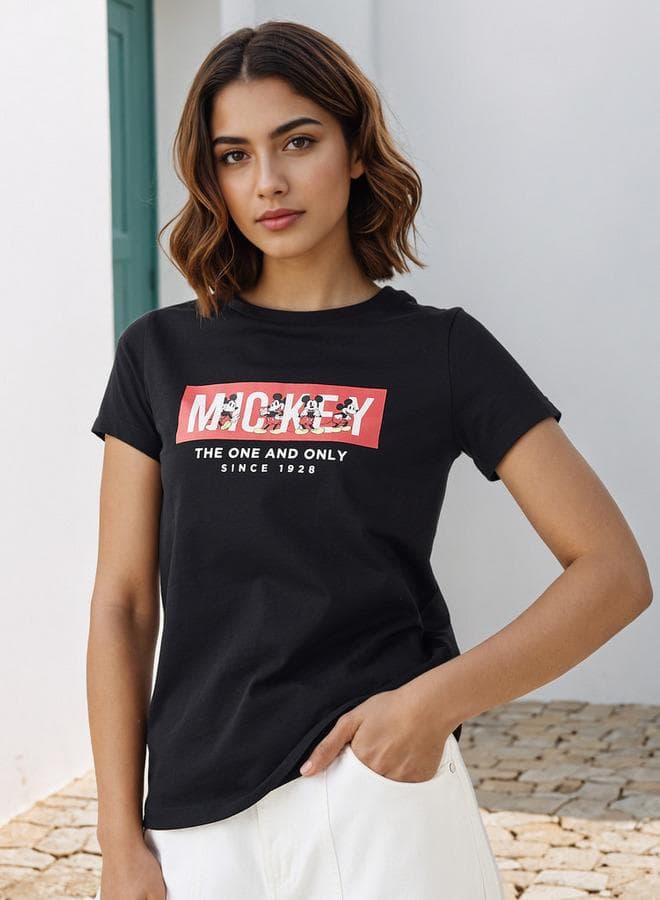 Mickey Mouse Print T-Shirt for Women - Image 1
