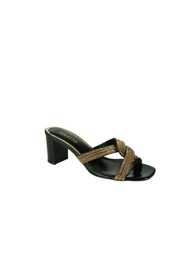 Poletto Ladies High Block 4183177 V1 C1564 Black Mules - Image 1
