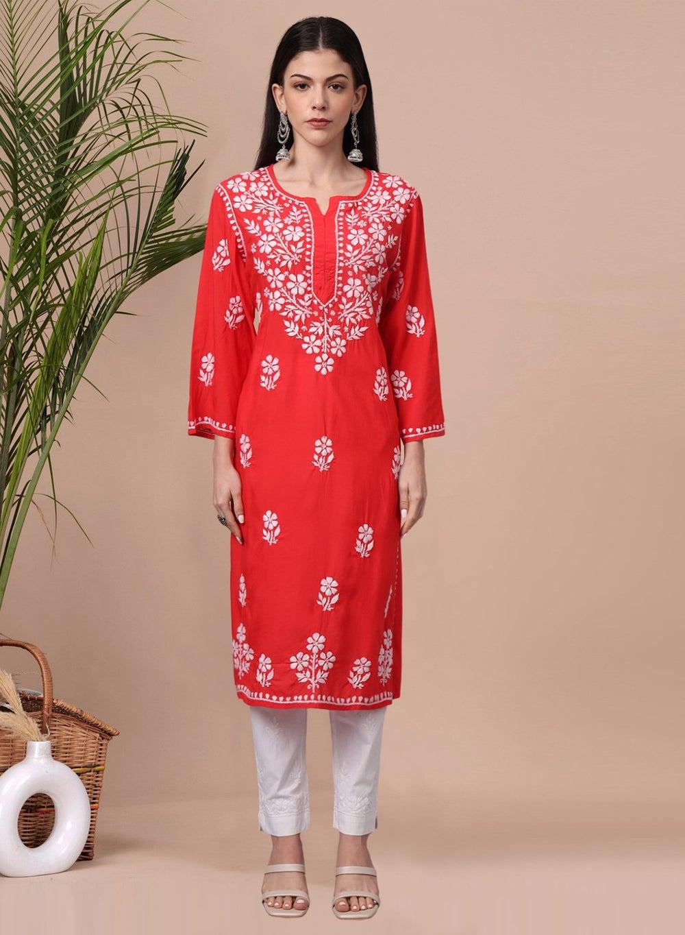 Hand Embroidered Chikankari Modal Kurta AL4013 - Image 1