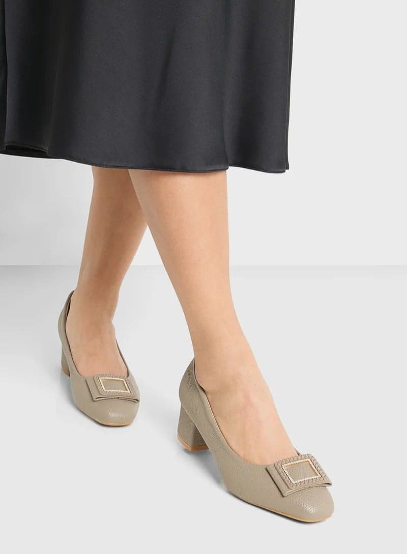 Low Block Heeled Pump - Image 1