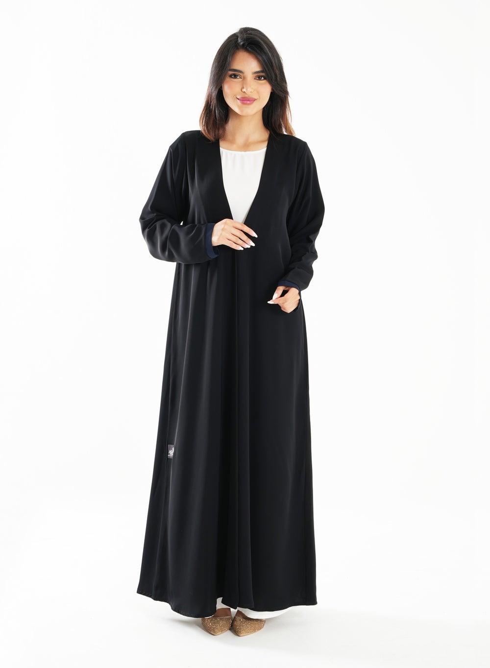 Black Embroidered Abaya with Matching Head Scarf - Image 1