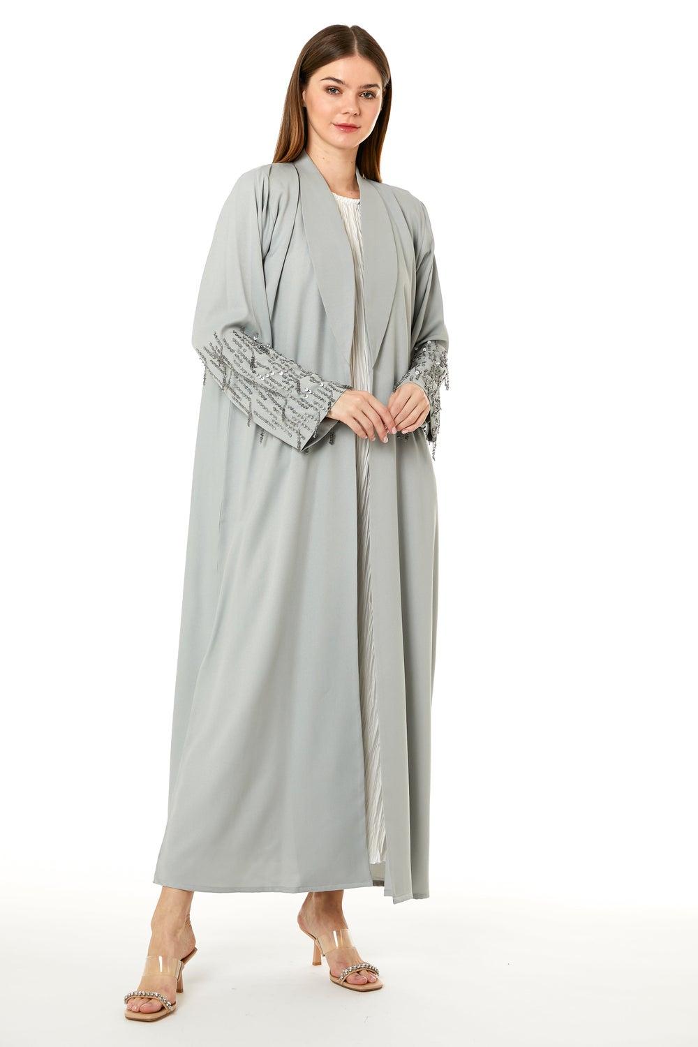 Embellished Open Front Abaya - Image 1