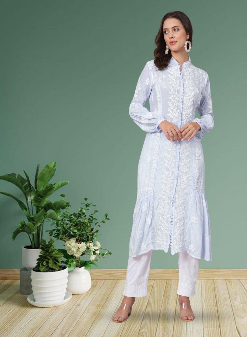 Hand Embroidered Chikankari Cotton Kurta AL3888 - Image 1