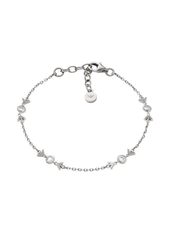 Elegant Sterling Silver Station Bracelet with Lobster Clasp - Image 1
