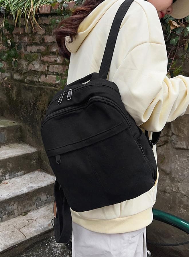 Take Two Solid Canvas Zip Backpack - Image 1
