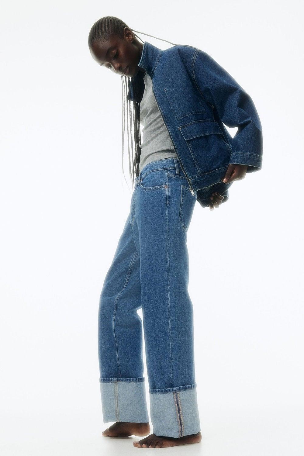 Straight Regular Jeans with Loose Fit and Stacking Length - Image 1