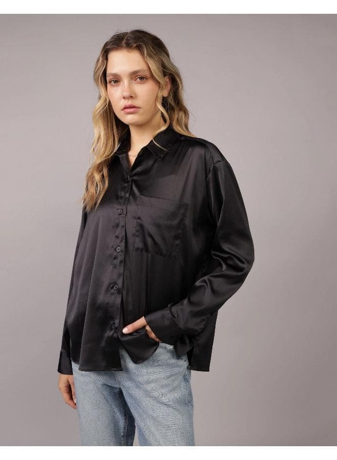 AE Satin Button-Up Shirt - Image 1