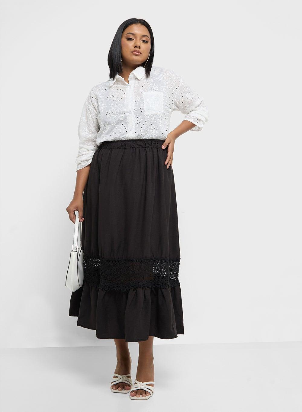 Midi Skirt With Lace Detailing - Image 1