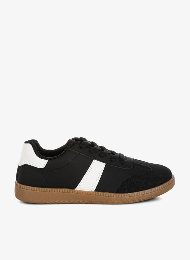 Classic Black Lace-Up Flatform Sneakers - Image 1