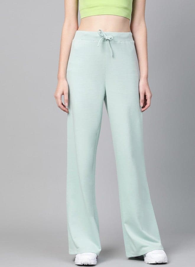 Mint Green Wide Leg Track Pants for Women - Image 1