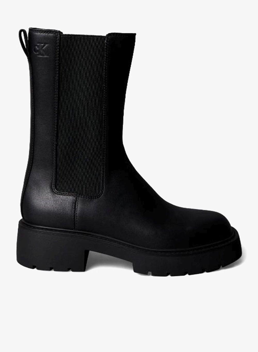 Leather Tall Chunky Chelsea Knee Boots - Image 1