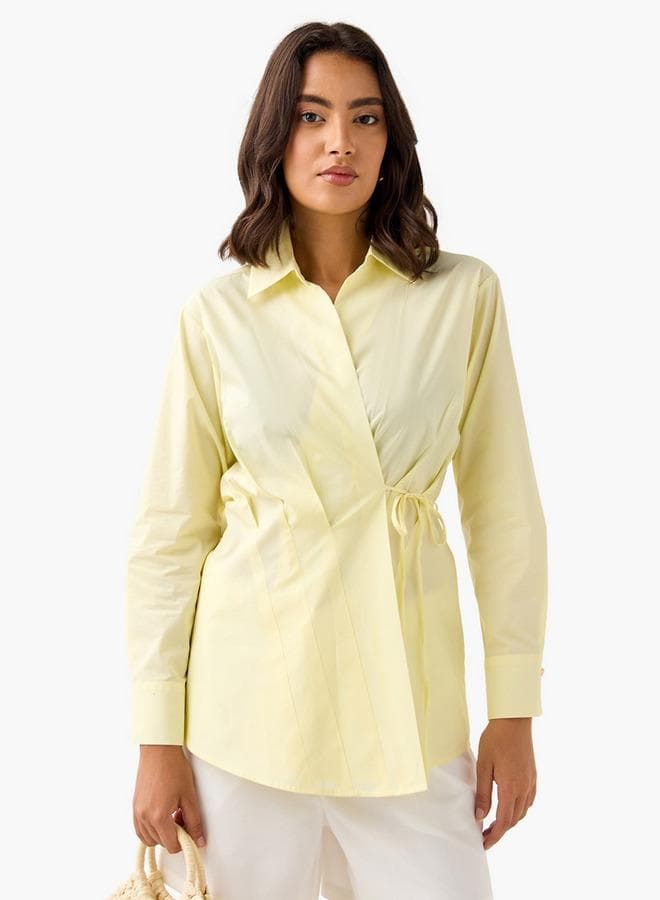 Iconic Poplin Wrap Shirt with Collar and Long Sleeves - Image 1
