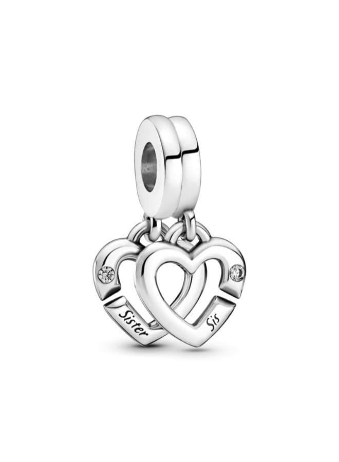 Linked Sister Hearts Split Dangle Charm - Image 1