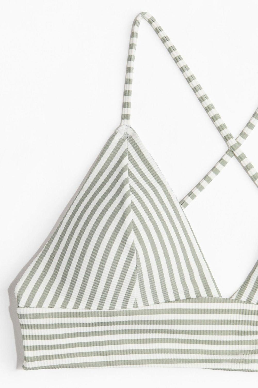 Padded Triangle Bikini Top with Cross-Back Straps - Image 1