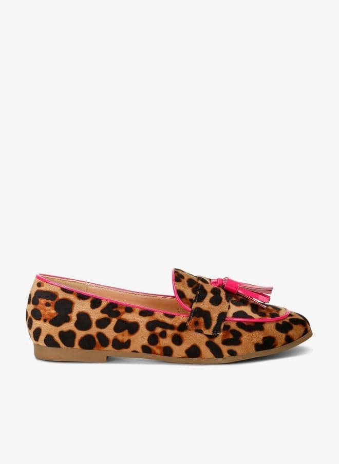 Leopard Micro Suede Tassel Loafers SH4940 - Image 1