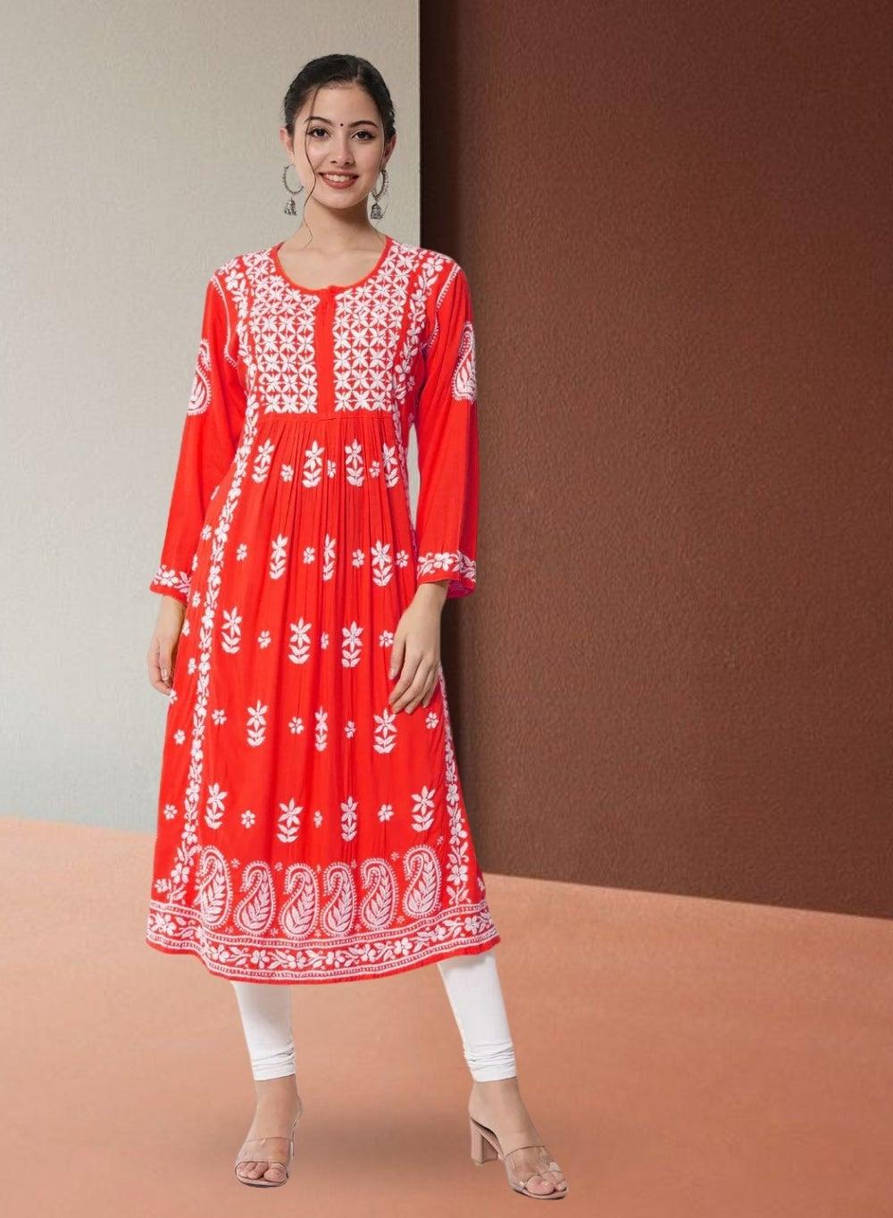 Hand Embroidered Chikankari Cotton Kurta AL3549 - Image 1