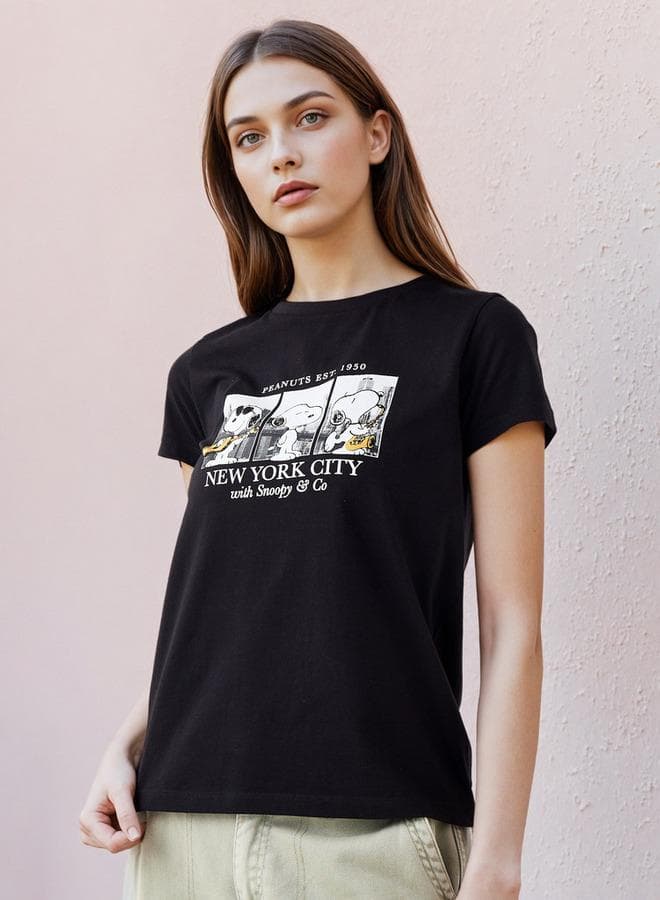 Snoopy Print Regular Fit Women’s T-Shirt - Image 1