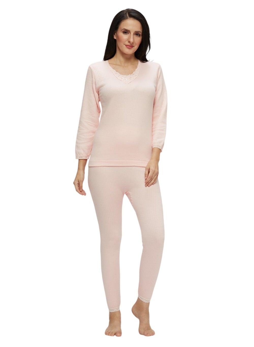 Women's Peach Full Body Thermal Set - Image 1