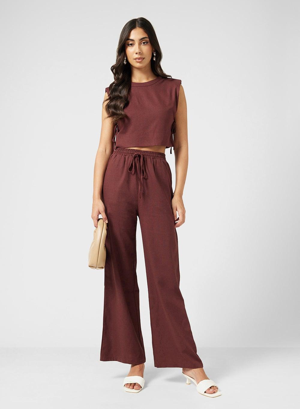 Sleeveless Crop Top and Pant Set - Image 1