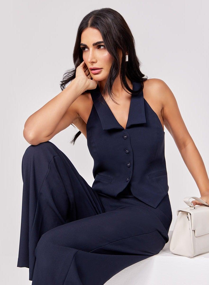 Formal Navy Blue Waist Coat for Women - Image 1
