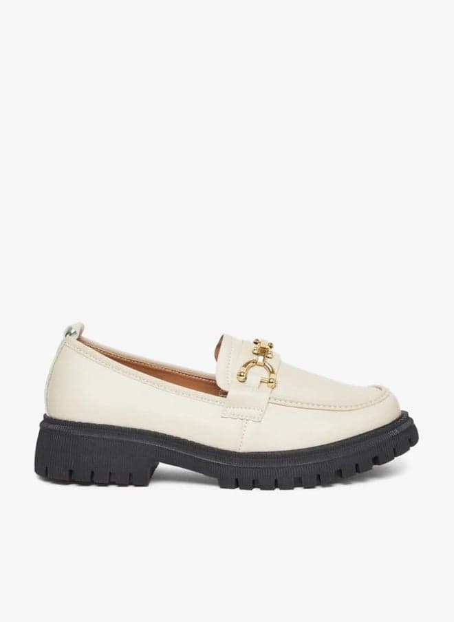 Beige Chunky Loafers with Metal Accent - Image 1