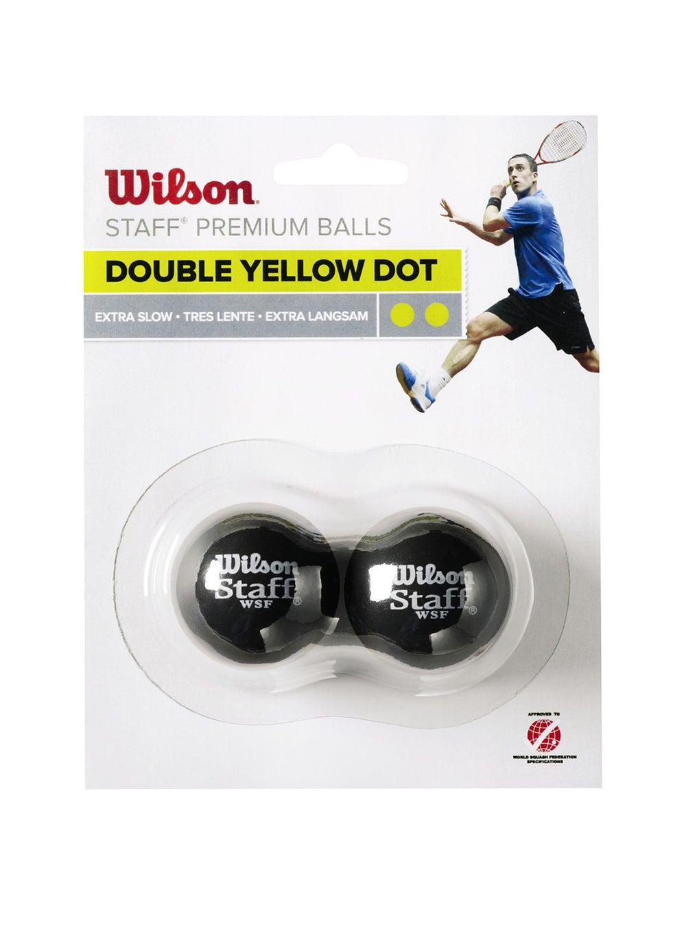Wilson Staff Squash Balls Pack of 2, Double Yellow Dot - Image 1