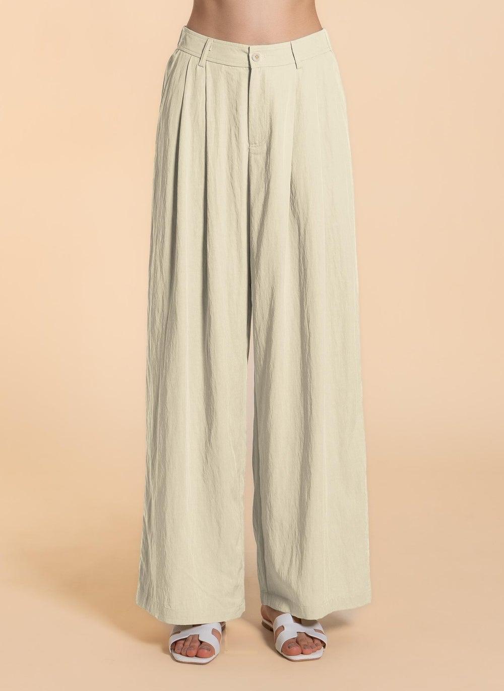 Linen Blend Wide-Leg Trousers - Image 1