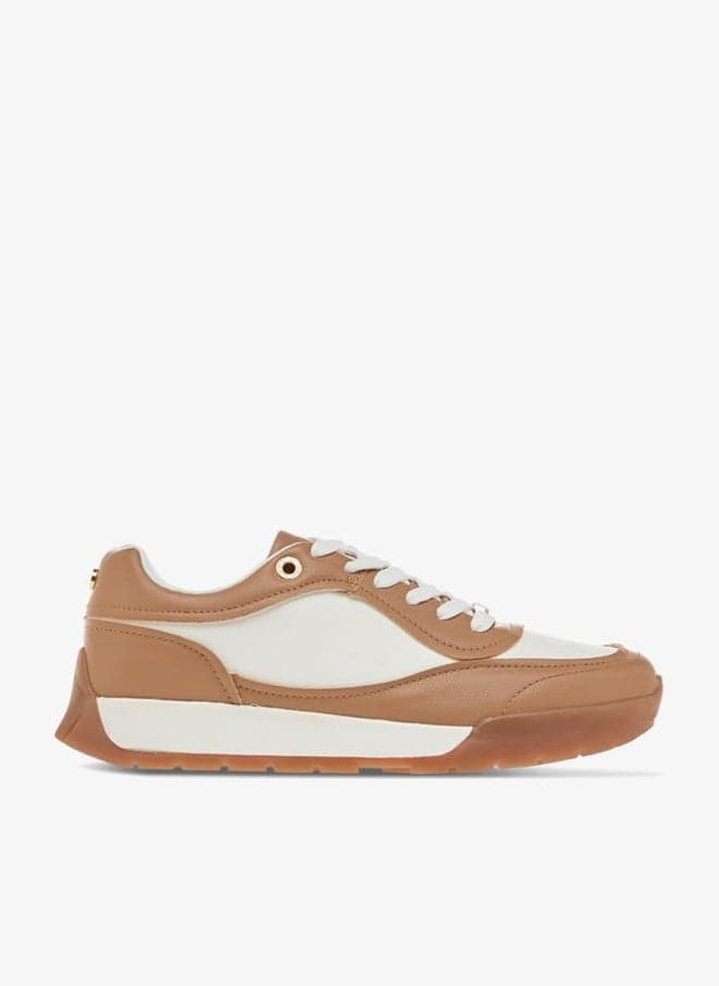 Women's Panelled Lace-Up Low-Top Sneakers - Image 1