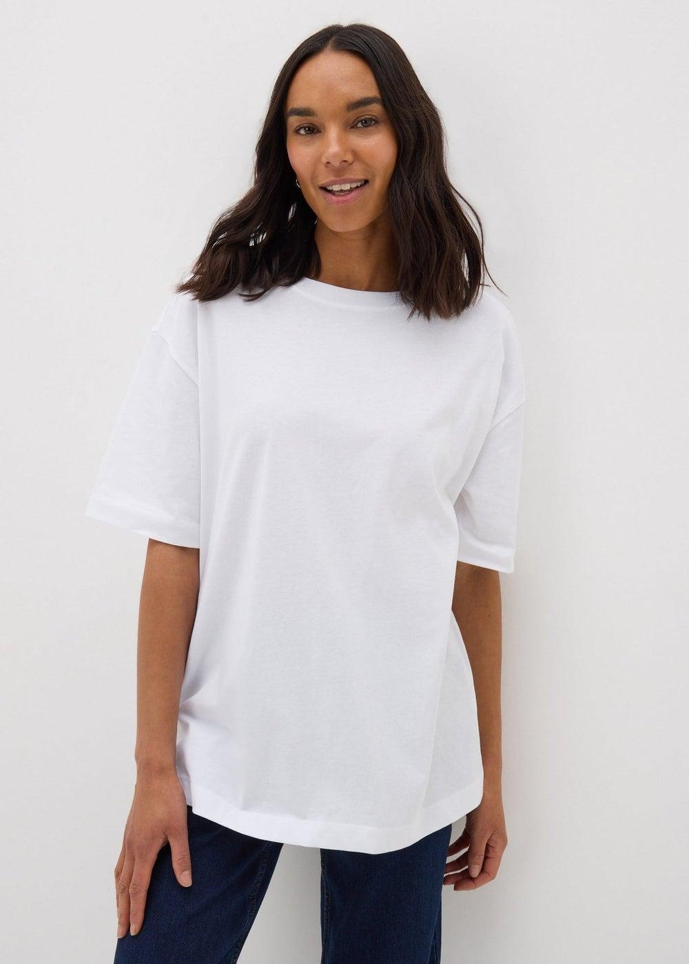 White Oversized Cotton T-Shirt - Image 1
