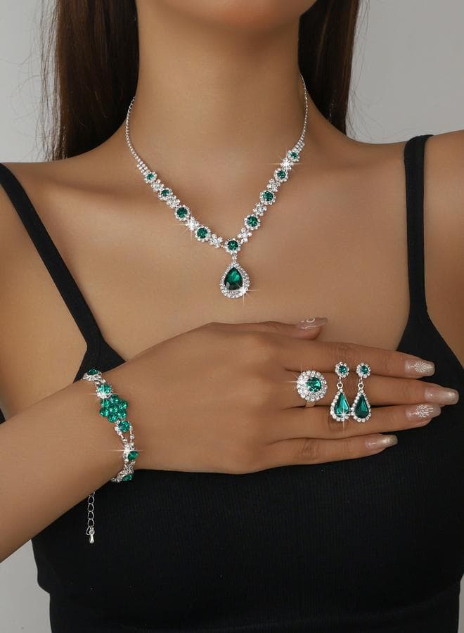 Rhinestone Flower Jewellery Set - Image 1