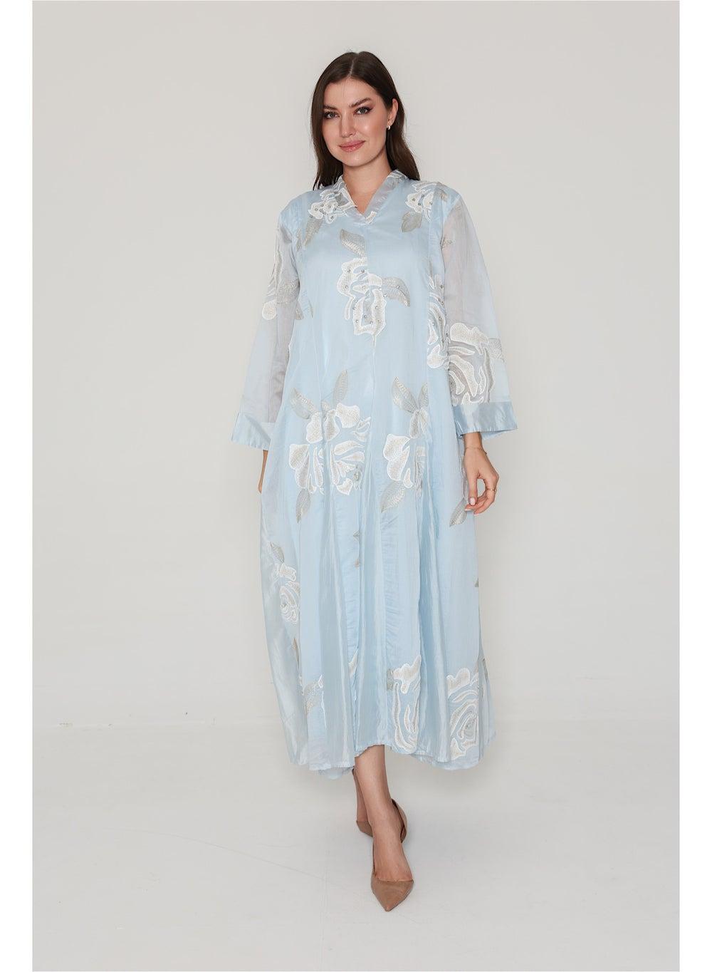 Flowy Flower Pattern Jalabiya Dress - Image 1