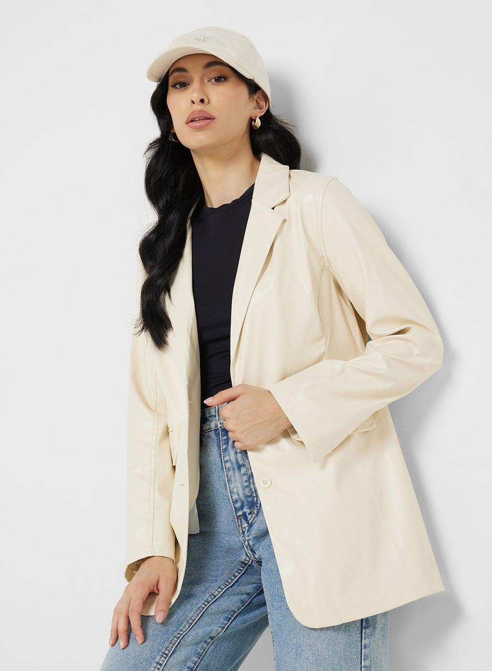 Pu Leather Longline Blazer - Image 1