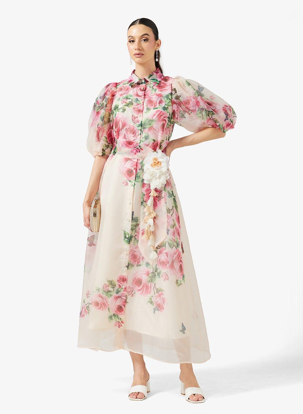Floral Print Midi Dress - Image 1