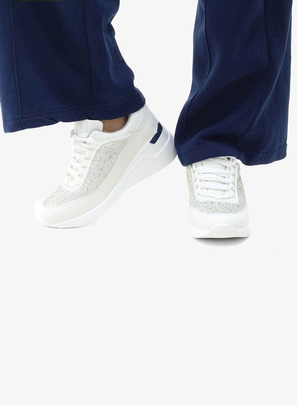 ALMEDA Diamante Embellished Lace-Up Wedge Sneakers - Image 1