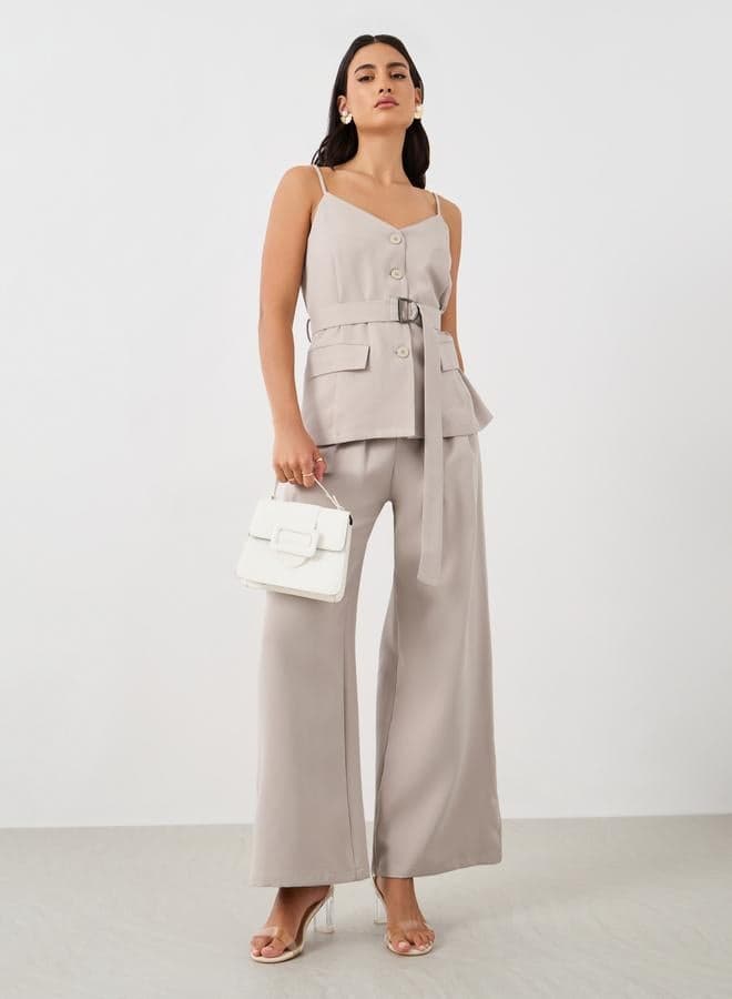 High Rise Pleated Wide Leg Pants - Image 1
