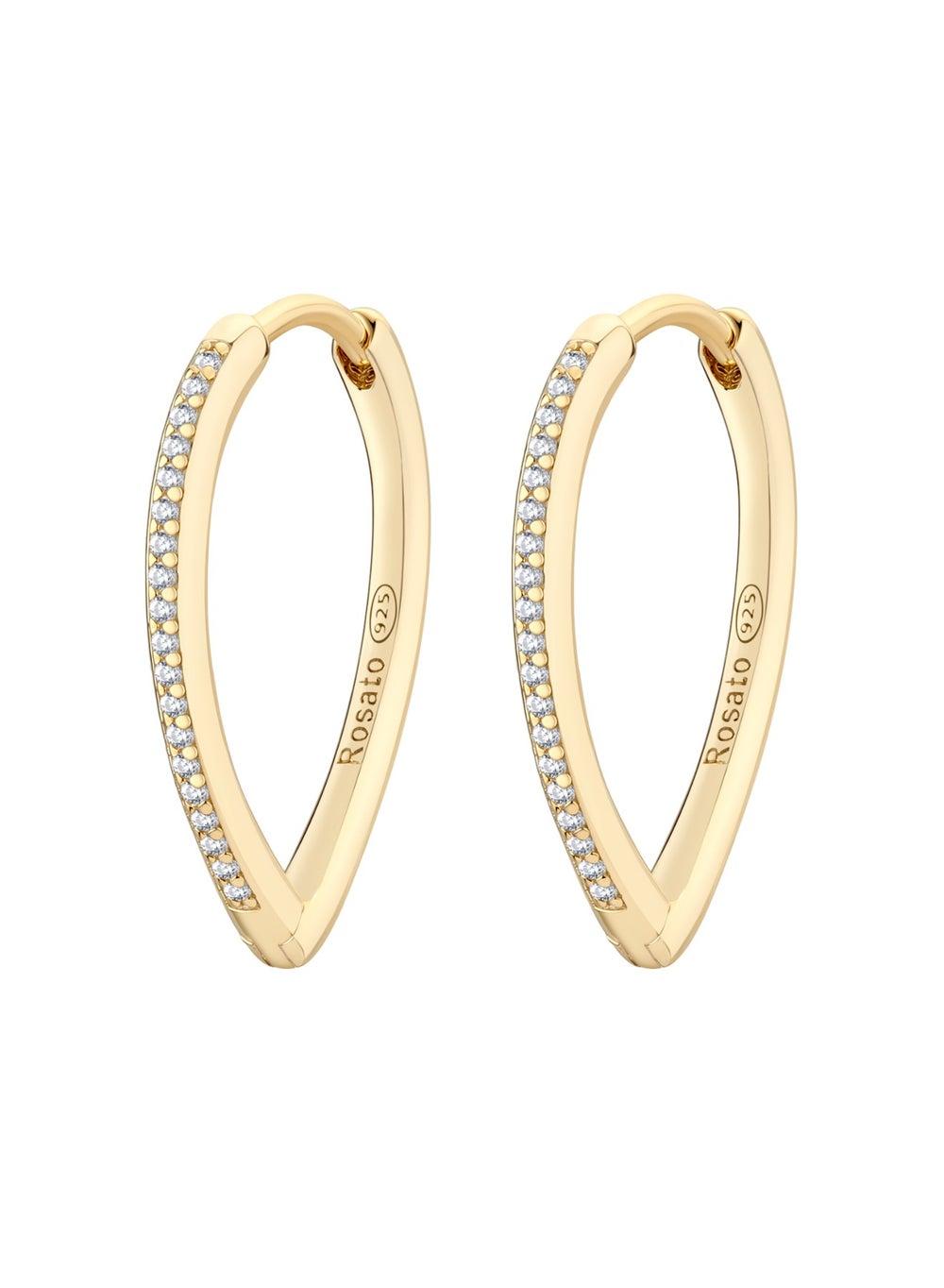 Sofia Gold Elongated Pavé Zirconia Earrings in 925 Silver - Image 1