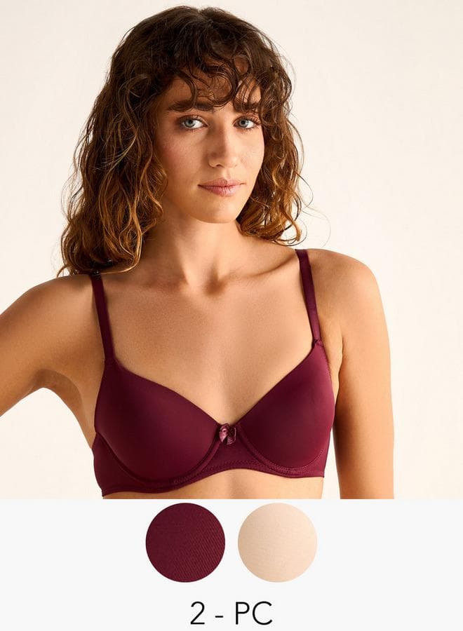Set of 2 Wired Demi Bras with Hook Closure - Image 1